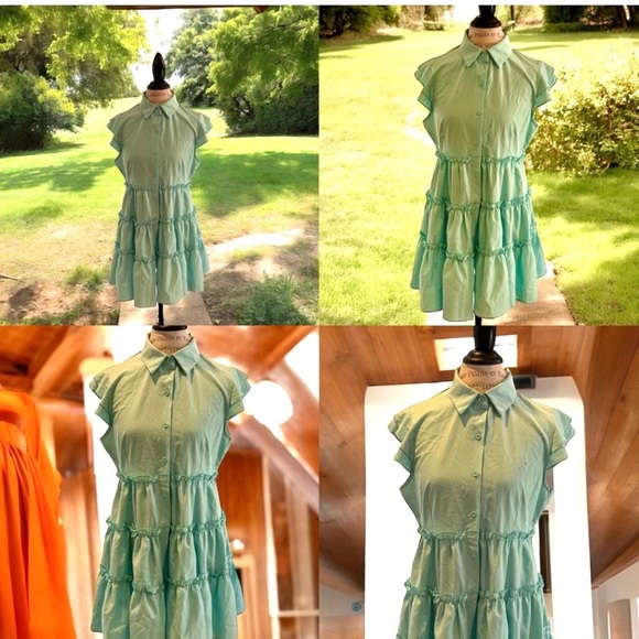 Vintage Sundress. Button down. Flutter sleeve. Ruffled tiers. Super light. - Picture 16 of 16